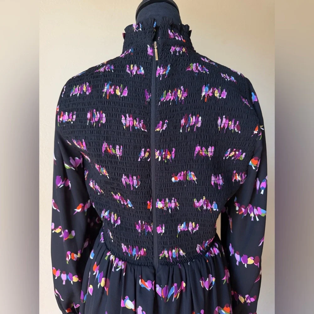 Kate spade lovebirds dress mock neck black dress size 6